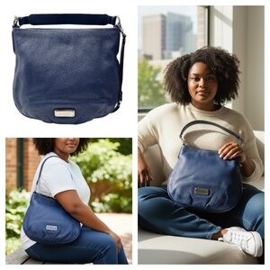 MARC BY MARC JACOBS Q Hillier Pebbled Hobo Shoulder Bag Navy